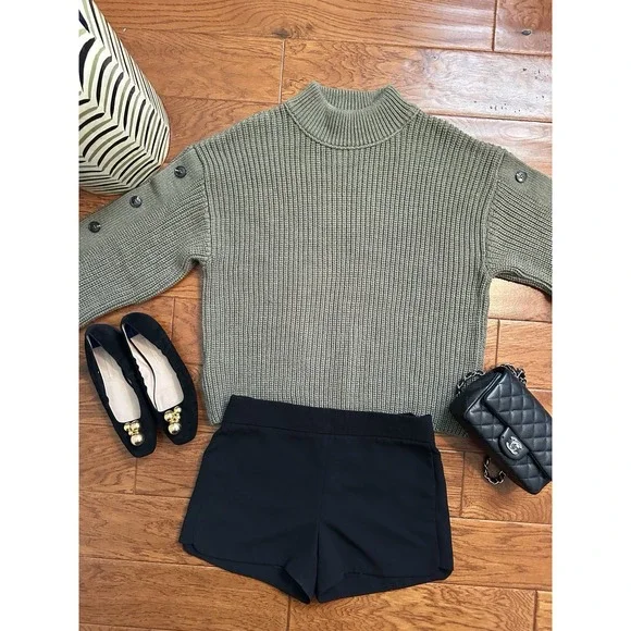 MNG Buttons Detail Knit Sweater Olive Green Khaki SIZE L - Picture 3 of 16